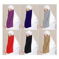 h179 high quality muslim niqab veil one layer meryl fabric face cover mask islamic scarf turban hijab with tie band
