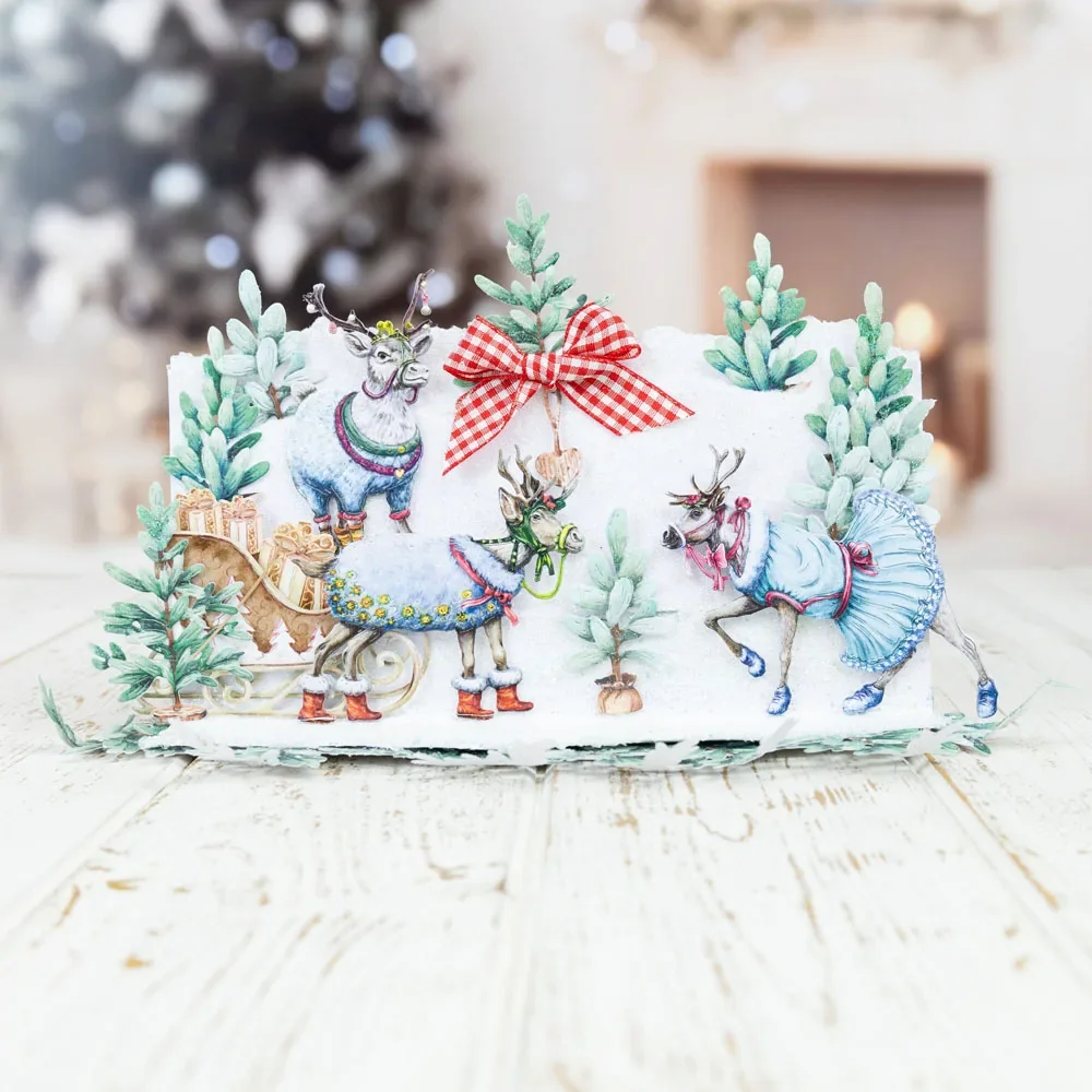 Санта Счастливого Рождества друзья дерево сани металлические штампы для резки