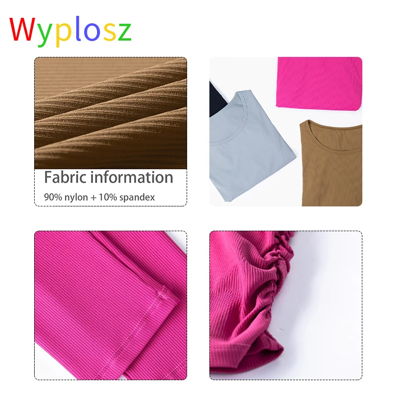 Wyplosz Solid Color Yoga Shirts Summer Exercise Workout Anti-sweat Running Fitness Quick Drying Sexy Items Fold Gym Ventilation
