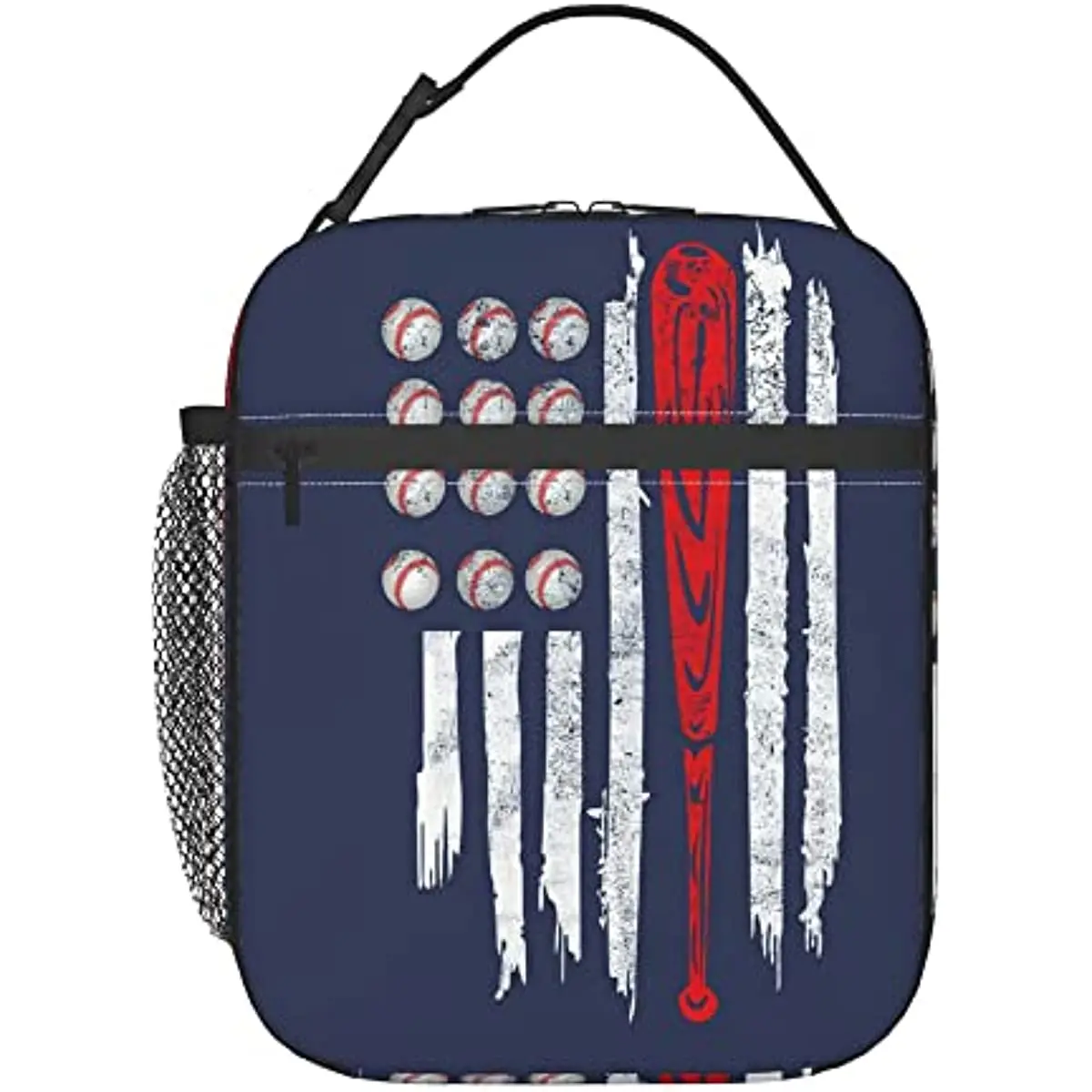 

Baseball American Flag Insulated Lunch Bag Lunch Box Lunch Tote Cooler Reusable Lunch Pail Outdoors Meal Bag For Women Men