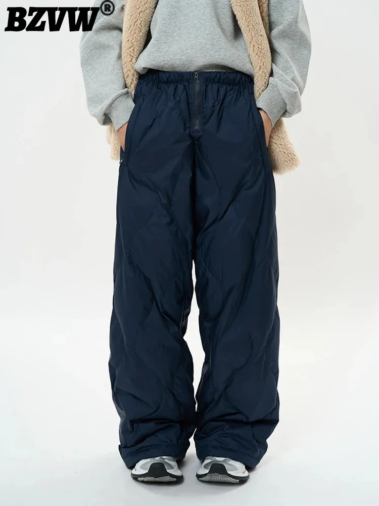 BZVW 2024 новые пуховые повседневные брюки для женщин эластичные с высокой талией и