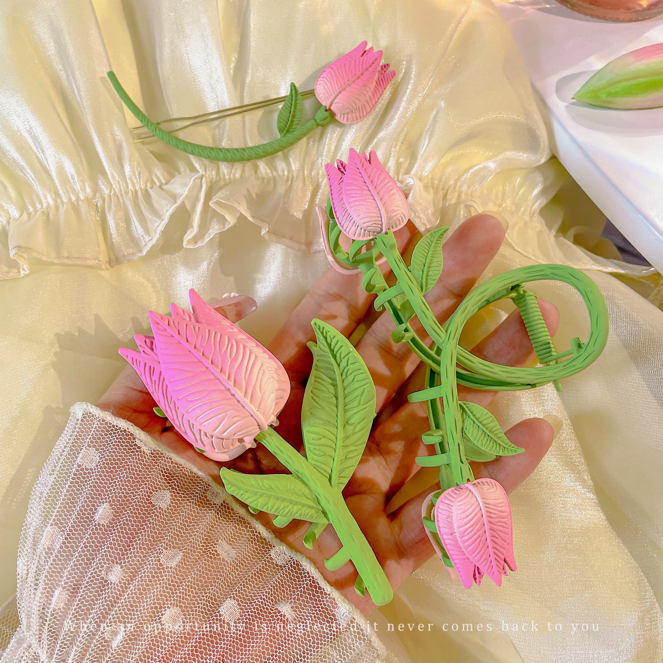 

Женский элегантный Тюльпан для волос, летний головной убор для девочек, модный аксессуар для конского хвоста, тиара для волос, 2022