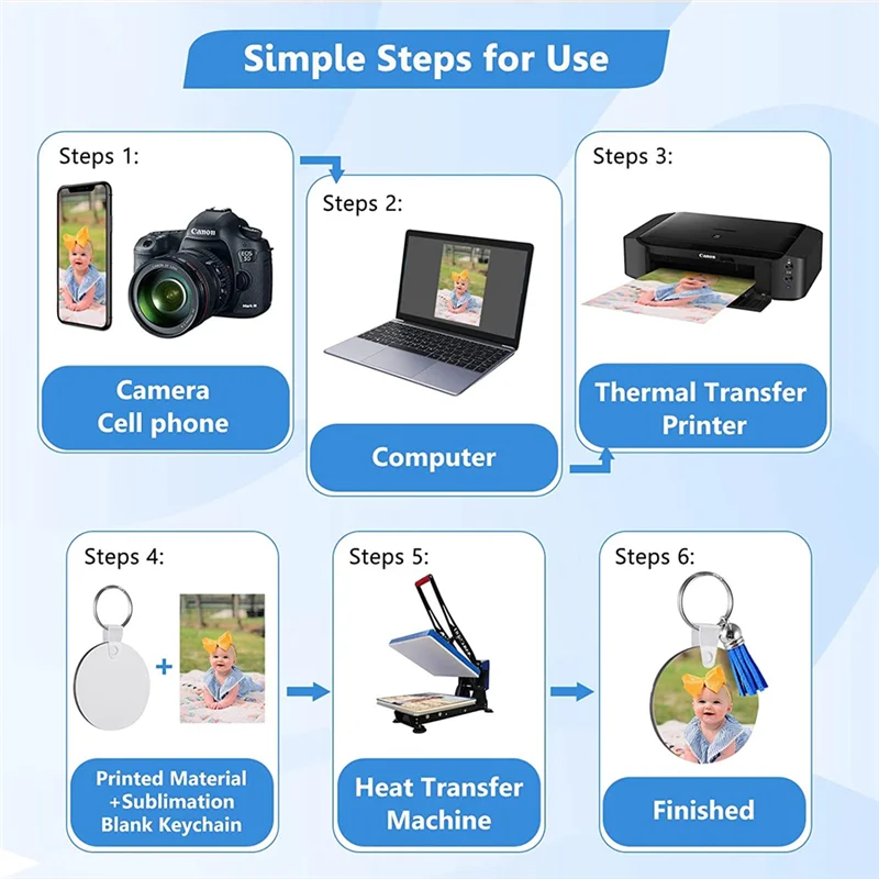 100 шт. сублимационные заготовки для брелоков из МДФ с кольцом ключей двусторонние
