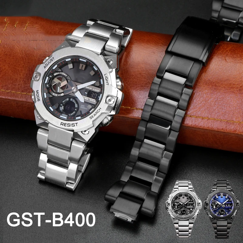 Metal Strap New For Casio G-SHOCK GST-B400 Series Steel Heart Watch Band Men Solid Stainless Steel Folding Buckle Wrist Bracelet