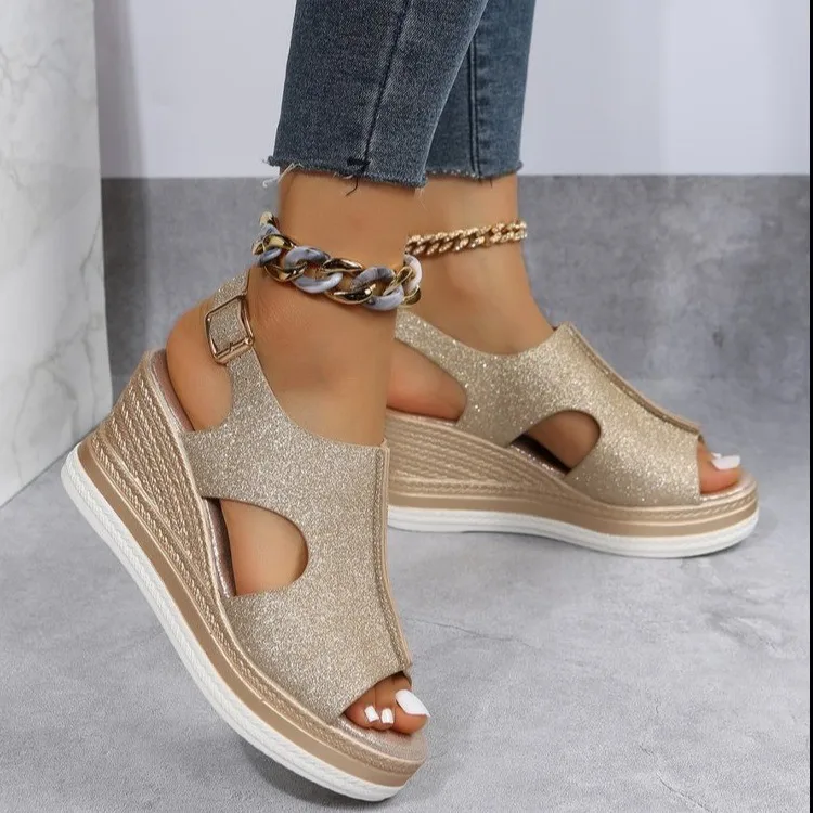 

2023 Summer New Plus Size Wedge Platform Sandals Women Rome Peep Toe High Heels Casual Thick Bottom Shoes Sandalias De Mujer