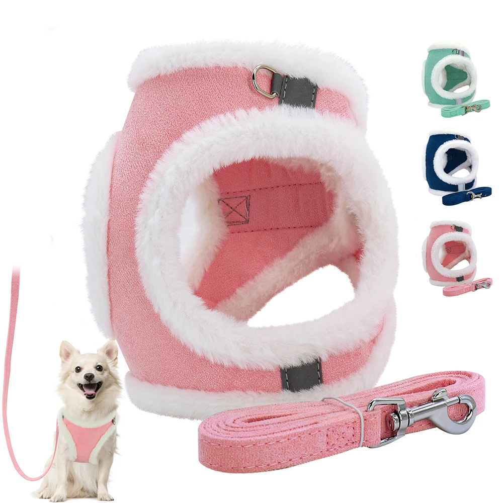 

Теплый поводок для собак, набор, мягкая жилетка для собак и кошек, светоотражающие шлейки для домашних животных со свинцовой веревкой для ма...