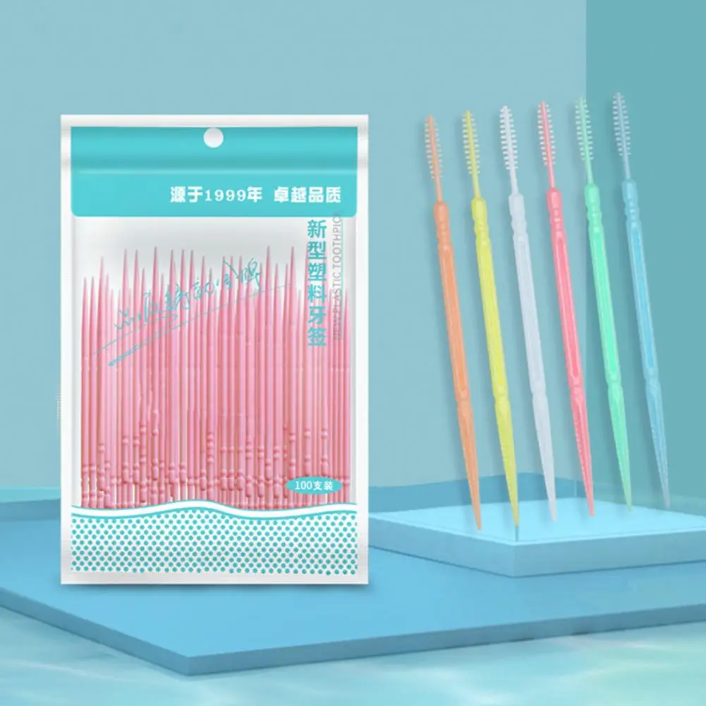 

Safe Colorful 100Pcs/Set Toothpick for Hospital Exquisite Double Headed Interdental Brush for Hospital