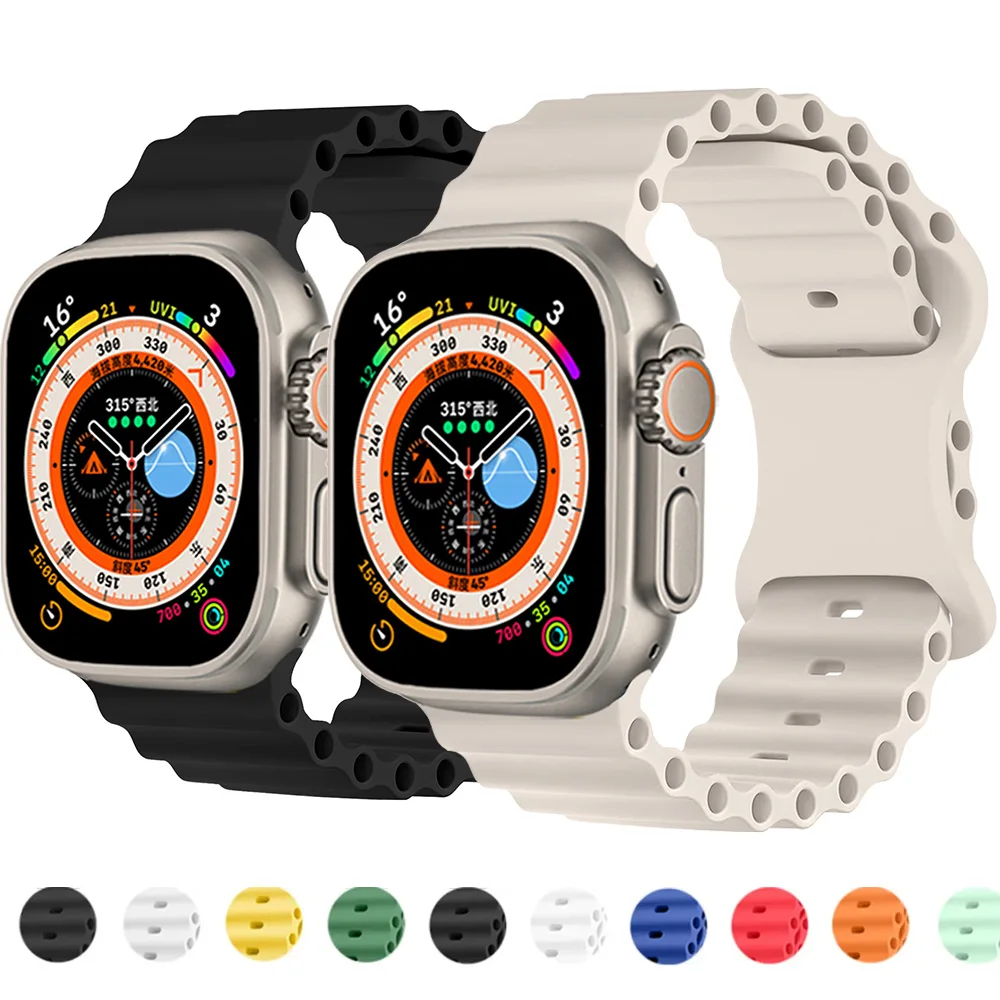 

Strap For Apple watch Ultra 2 Band 49mm 44mm 40mm 45mm 41mm 42mm silicone pulseira correa bracelet iWatch serie 8 9 7 5 6 3 se