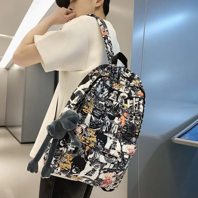 

Цельный школьный ранец Luffy для девушек и мужчин с аниме, женский рюкзак с граффити, нейлоновый женский модный рюкзак для ноутбука, студенческий Рождественский подарок