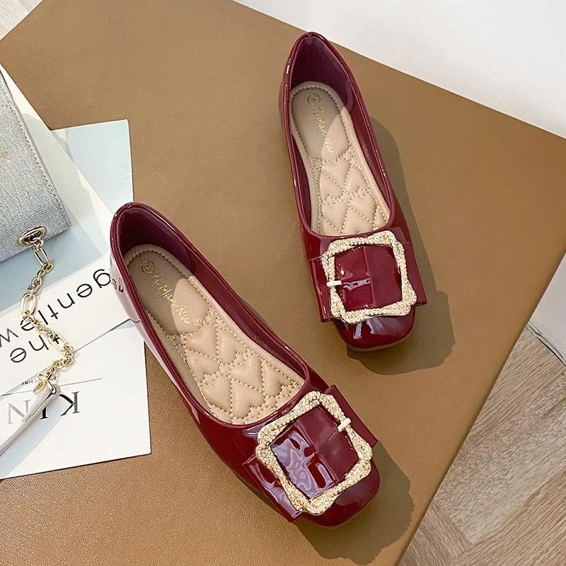 Designer Flats Shoes Women Soft-soled Buckle Single Shoes Ballets Pointed Toe Party Shoes Office Shoes 2023 New Zapatos Mujer