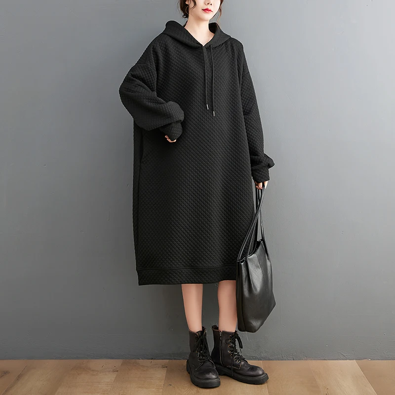

Japanese Korea College Style Hooded Thicken Chic Girl's Autumn Winter Sweatshirts Dress Women Casual Outwear Loose Hoodies Dress