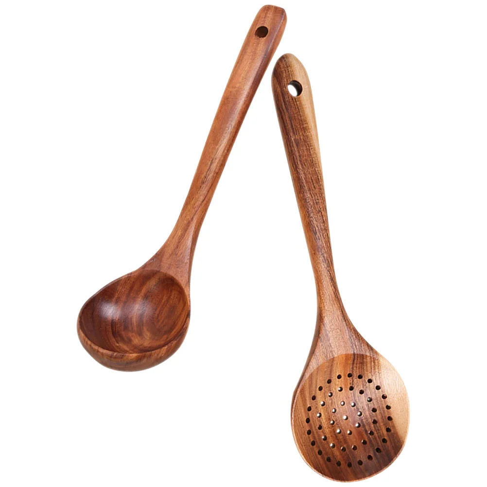 

Spoons Wooden Utensils Spoon Slotted Serving Ladle Dinner Cooking Soup Spatula Wood Rice Kitchen Strainer Skimmer Colander Set