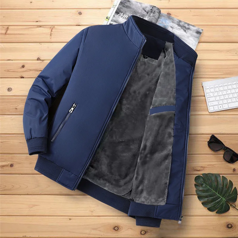 

2021Men's Winter Jackets Thick Stand Collar Parka Men Coats Casual Warm Fleece Cotton Mens Jackets Male Clothing 4XL 5XL