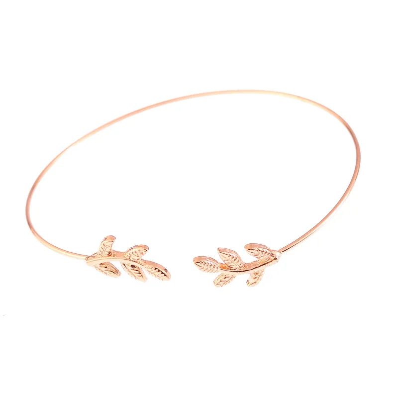 

European and American jewelry Simple and versatile Metal copper leaf leaves women's bracelet bracelet