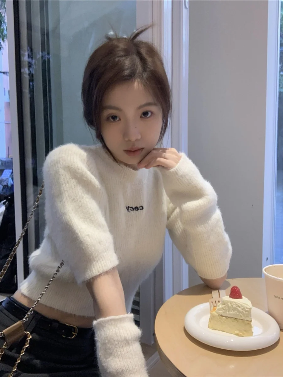 Сладкий и пряный пуловер женский свитер 2023 осенне-зимний вязаный топ с