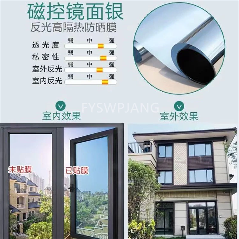 

Glass Film Shading Sunscreen Insulation Film Home Window Sticker One-way Perspective Anti-peep Privacy Reflective Sunshade Film