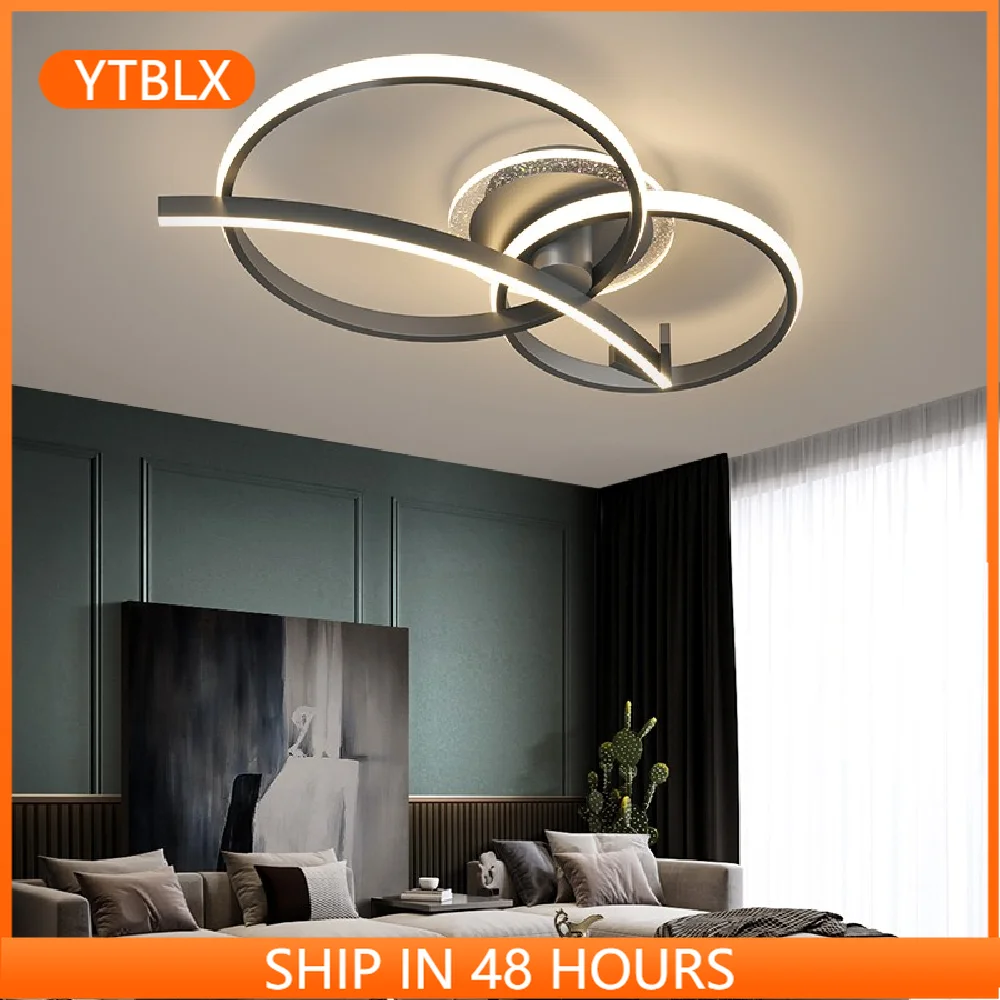 

Modern Creative LED Ceiling Lamp Dining Living Room Surface Mount Acrylic Panel Light Bedroom Kitchen Indoor Black Gold Fixtures