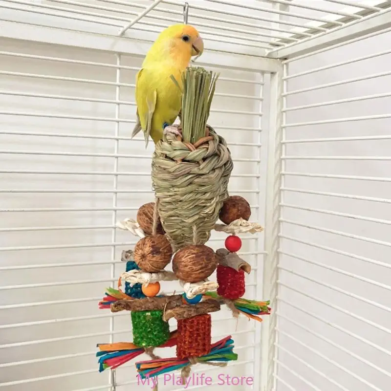 

Pet Parrot Chewing Plant Parrot Molar Toy Bite Resistances Bird Tearing Toy Cockatiels Training Hanging Birds Cage Supplies