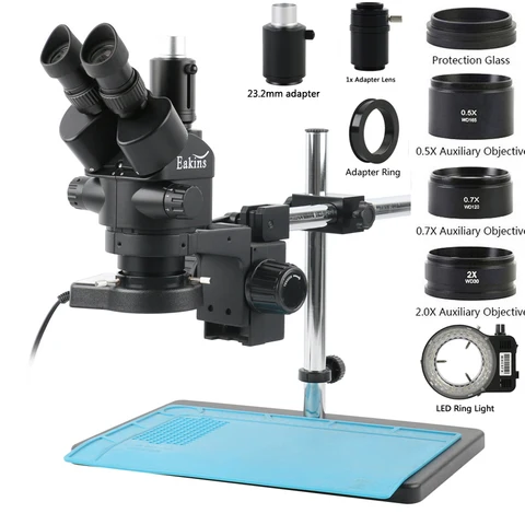 Тринокулярный микроскоп 3,5x, 45X, 7X, 90X, набор для промышленной лаборатории, мультифокальный стереомикроскоп с 56 светодисветильник дами для ремонта печатных плат, SMD