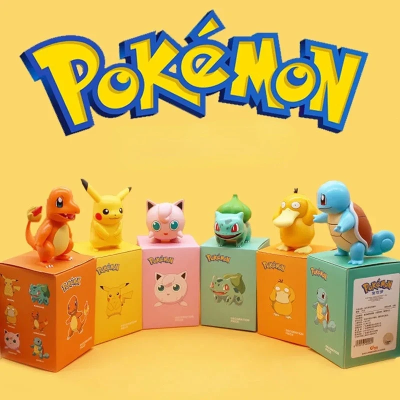 

Pokemon Figures Pikachu Charmander Psyduck Squirtle Jigglypuff Bulbasaur Anime Figures Toys Model Kawaii Kids GIfts with Box