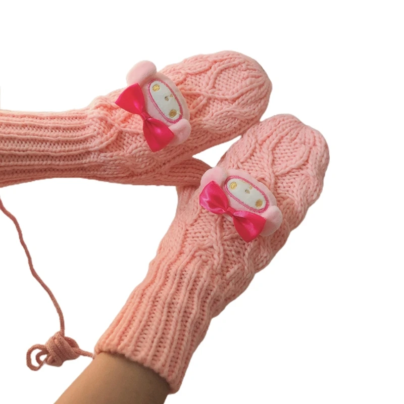 

Теплые перчатки, искусственная кожа, мягкие Мультяшные перчатки для кукол, перчатки с подкладкой, пушистые теплые перчатки, рождественский ...