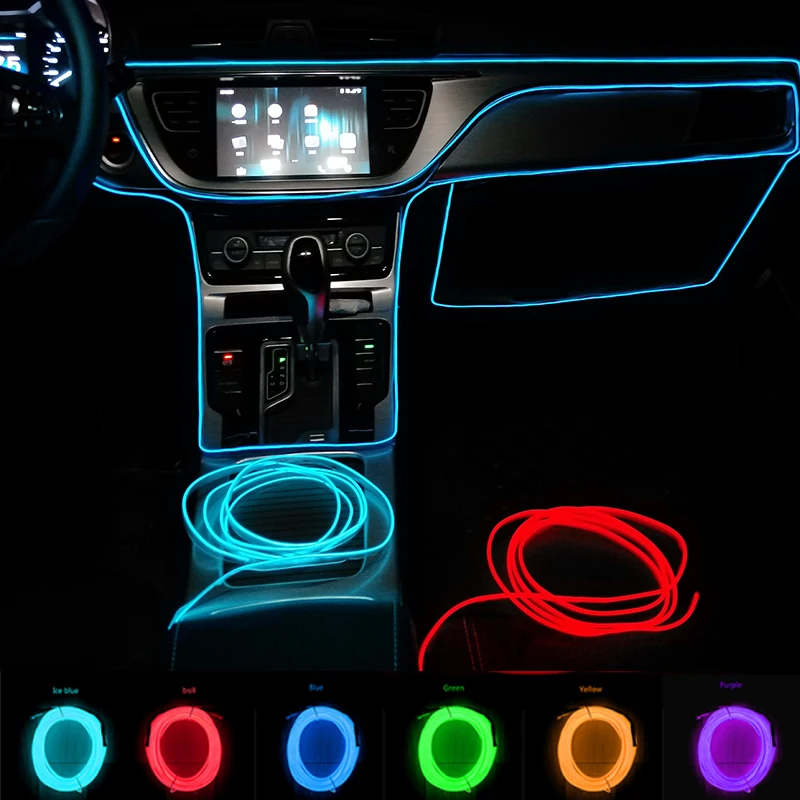 

1/5M Car Interior Decorative Lamps Strips Dashboard Console Atmosphere Lamp Cold Light Decorative Auto LED Ambient Lights