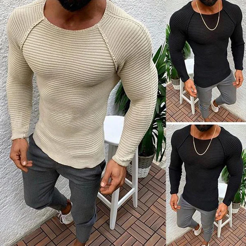 

2023 Men's Sweaters Casual Knitted Pullovers Soild Color Sweater Slim Fit Long Sleeve Knitwear Male Round Neck New Autumn Winter