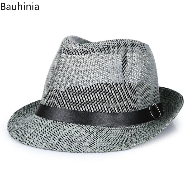 Bauhinia 56-58-61CM New Summer Straw Hat for Women Outdoor Breathable Sun Protection Beach Cap Men Trilby Jazz Hat