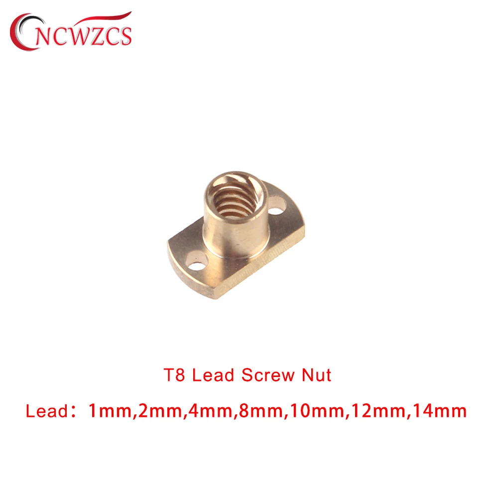 

T8 Nut H Flange Copper Nut For T8 Lead Screw Pitch 2mm Lead 2mm 4mm 8mm 10mm 14mm for T8 Screw Trapezoidal Screw 3D Printer Part