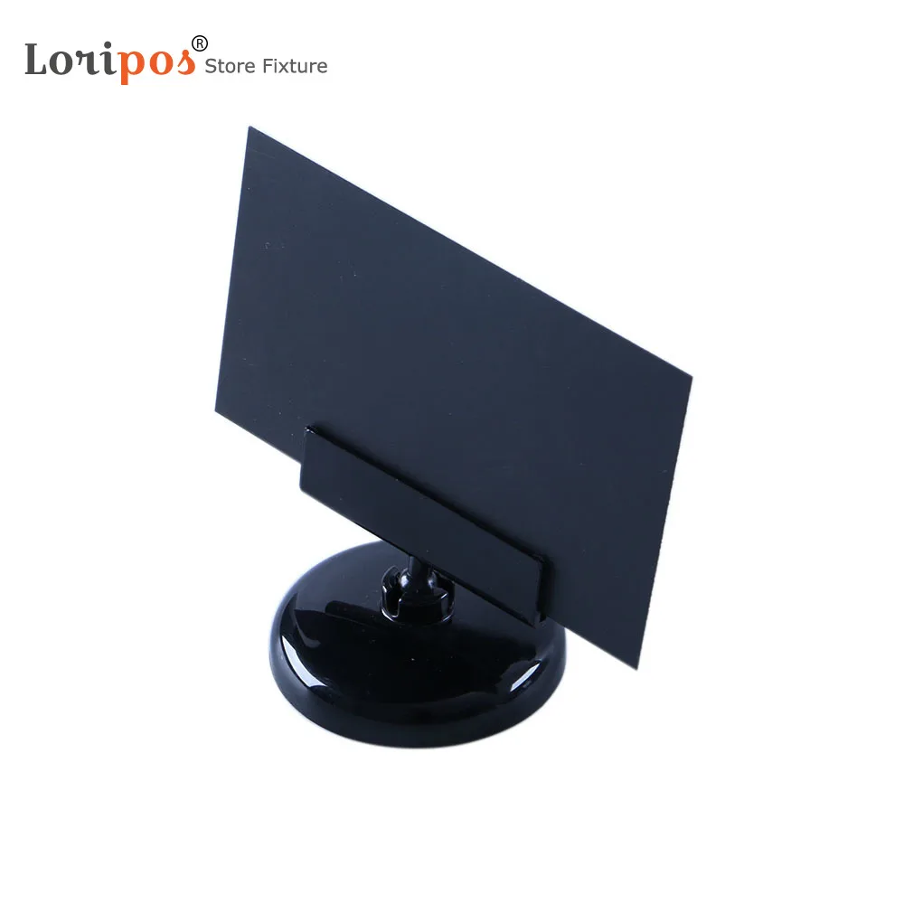 Store Price Tag Holder Tabletops Label Holds Signs Up Round Base - Black | Loripos