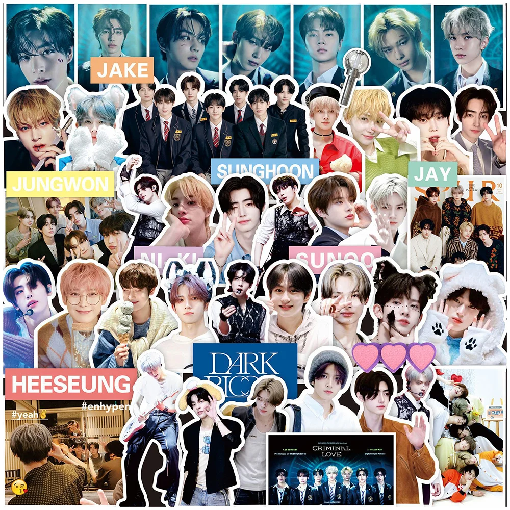 

10/30/65PCS Korean Boy Band ENHYPEN Star Stickers Cartoon Decals Toys DIY Phone Stationery Laptop Waterproof Cool Sticker Toys