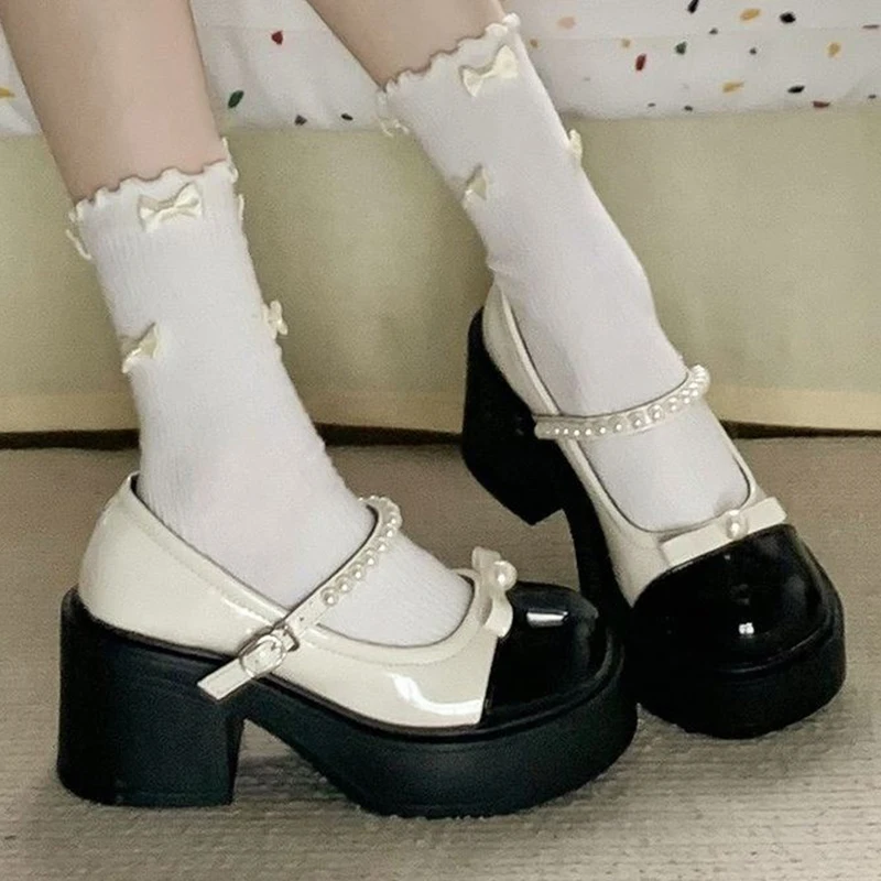 Женские туфли мэри джейн на высоком каблуке с бантом Новинка осени 2024