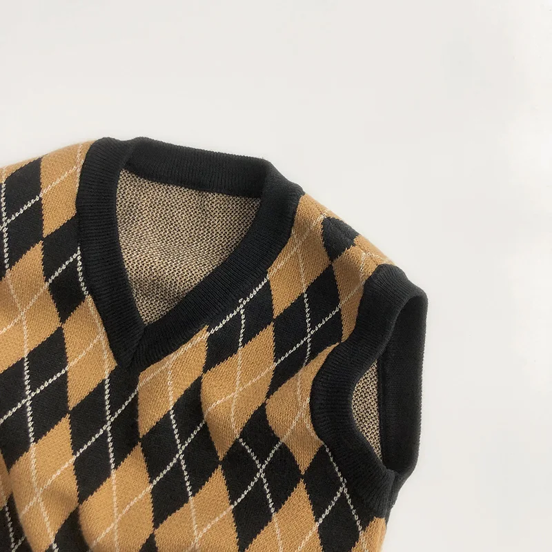 Детская одежда в Корейском стиле весна-лето 2024 костюм для мальчиков ромбовидный