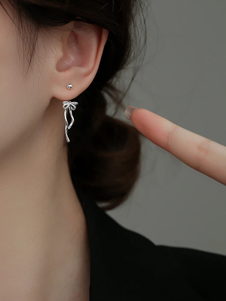 Серьги с бантом из ленты легкие роскошные высококачественные серьги новинка 2024