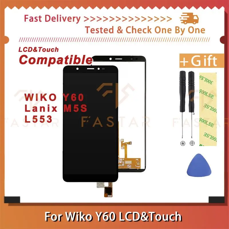 ЖК-дисплей с сенсорным дигитайзером в сборе для WIKO Y60 Lanix M5S, 5,45 дюйма