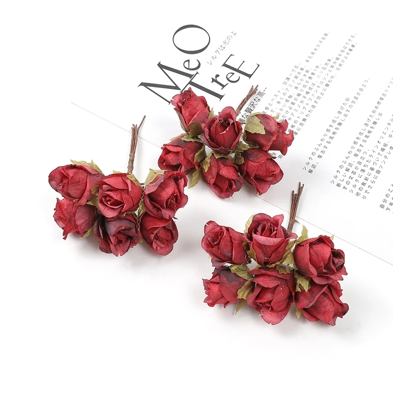 

Искусственные мини-розы из шелка, набор из 6 штук