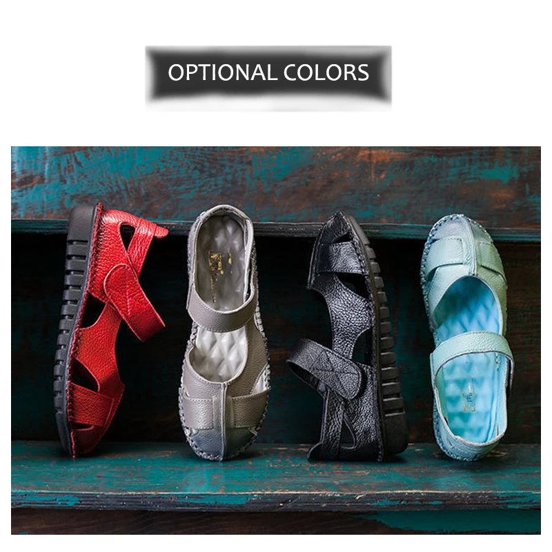 Chaussures Plates Summer Breathable Flat Sandals Ladies Shoes Mary Jane Sandals For Women Casuales Genuine Leather Loafers Shoes