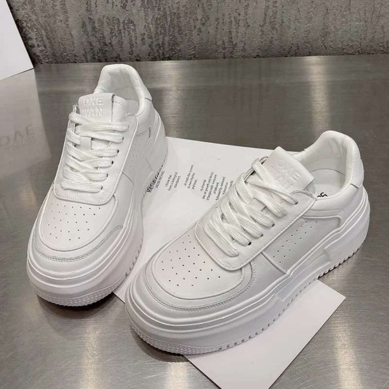 

Туфли женские на толстой подошве, из натуральной кожи, с высокой посадкой