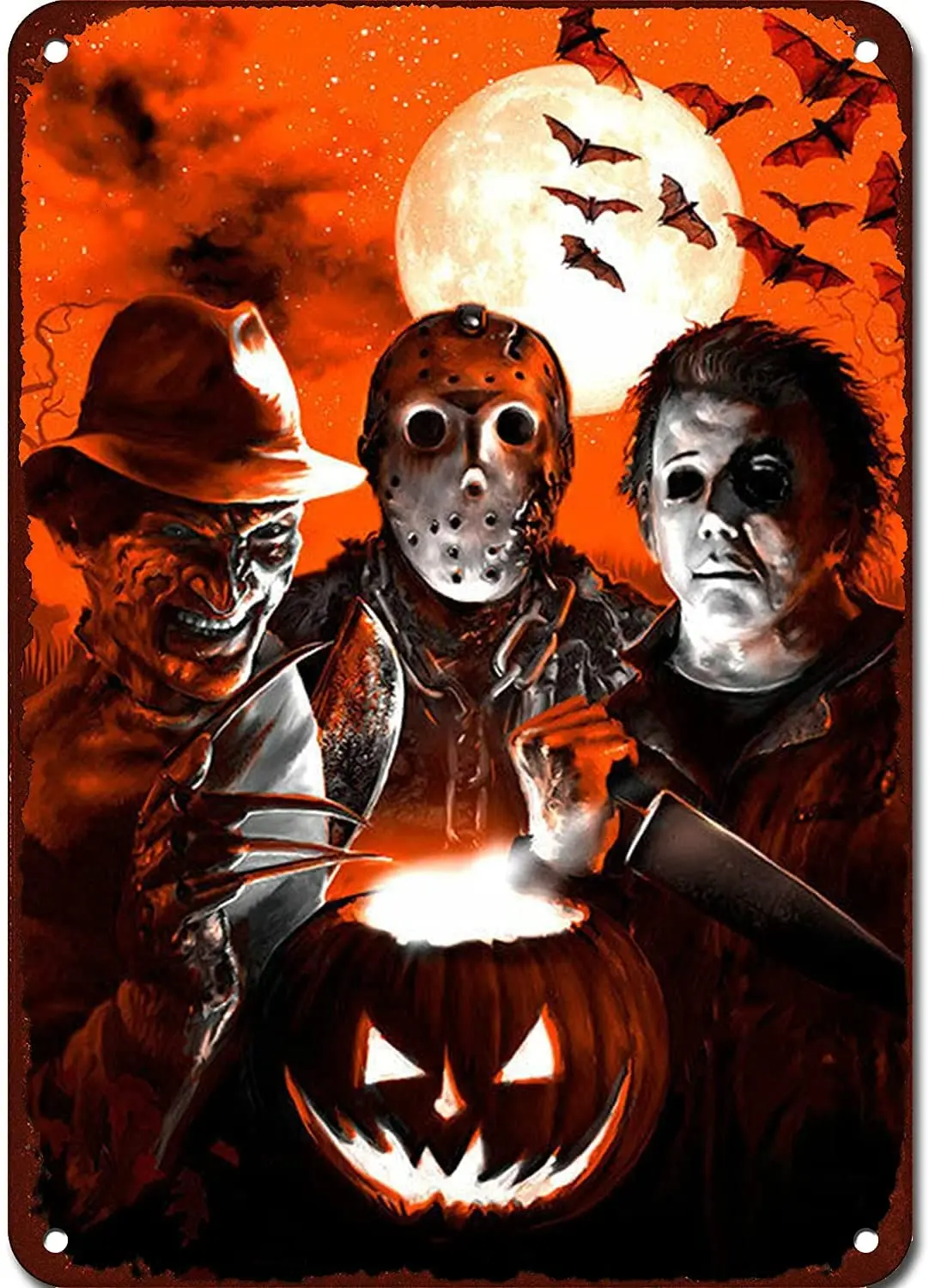 

Scary Characters Movie Poster Retro Metal Tin Sign Horror Movies Halloween Wall Decor Art Wall Plate Poster Wall Plaque