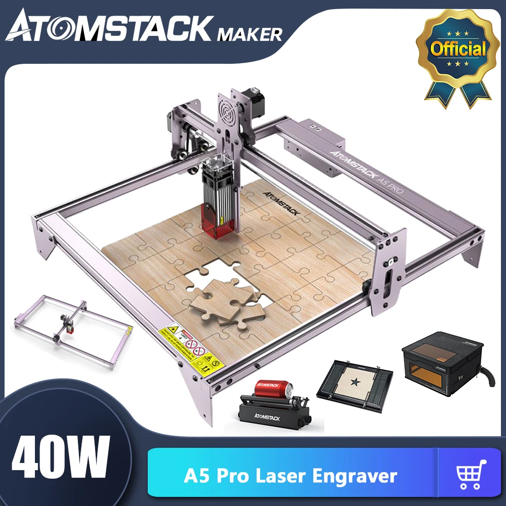 

ATOMSTACK A5 Pro 40W Laser Engraver CNC Desktop DIY Laser Engraving Cutting Machine 410x400 Engraving Area Fixed-Focus Laser