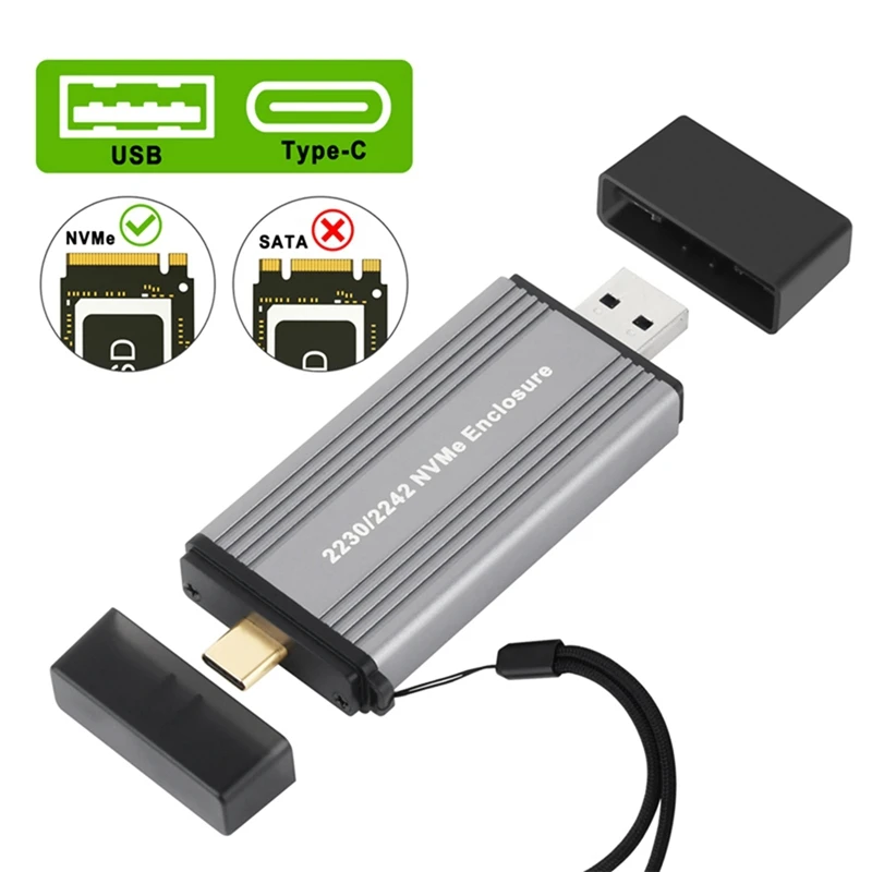 Внешний корпус NVME M2 SSD адаптер PCIE M/M + B ключ к USB 3 1 10 Гбит/с поддерживает 2230 2242 M.2 Box