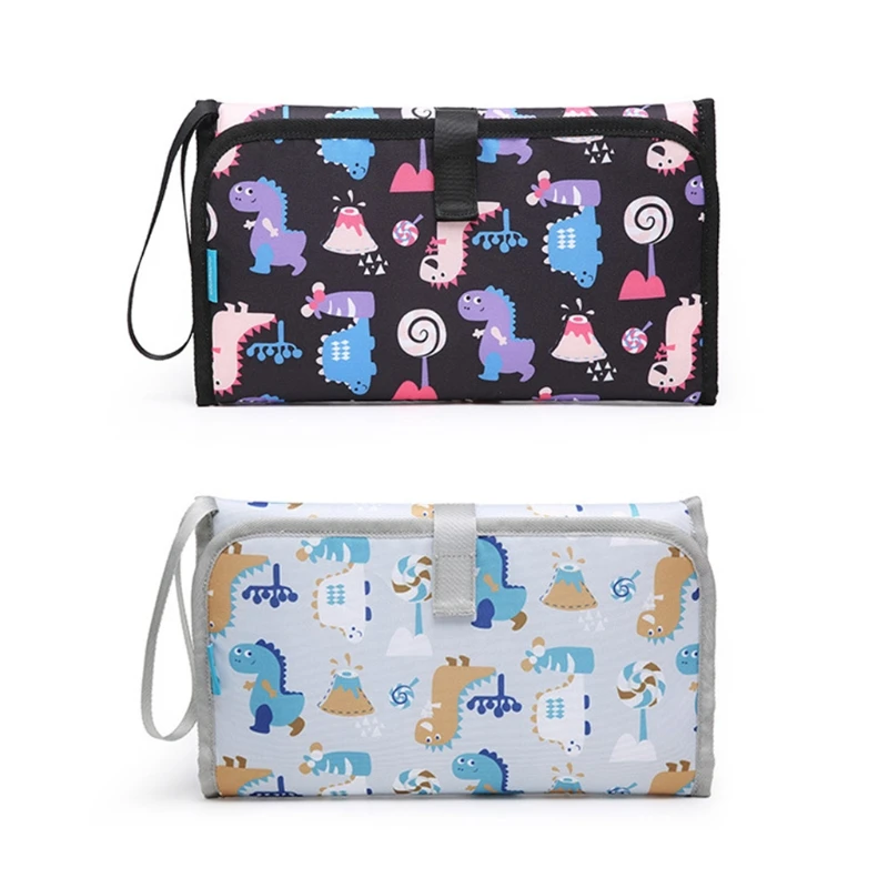 

New Baby Portable Folding Diaper Changing Pad Waterproof Mat Bag Travel Storage 2 in 1 Changing Pad Dinosaur Print