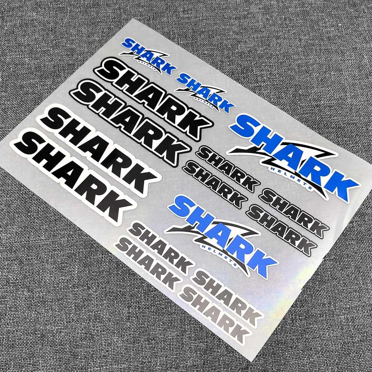 Фото Набор из 16 наклеек на шлем SHARK: высококачественные печатные и вырезанные наклейки для мотоциклов №2