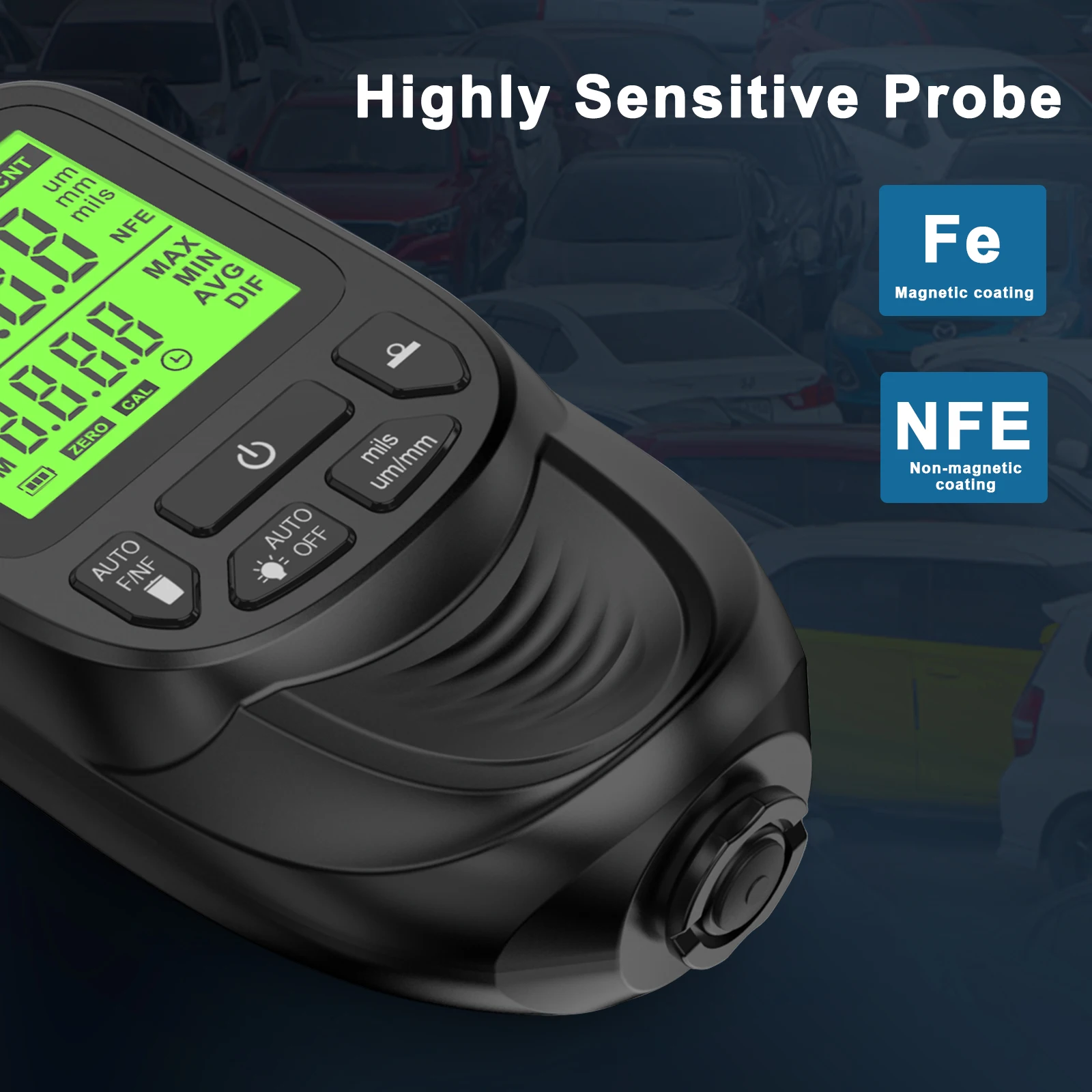 Автоматический толщиномер автомобильной краски 0-2000 мкм Fe &amp NFe