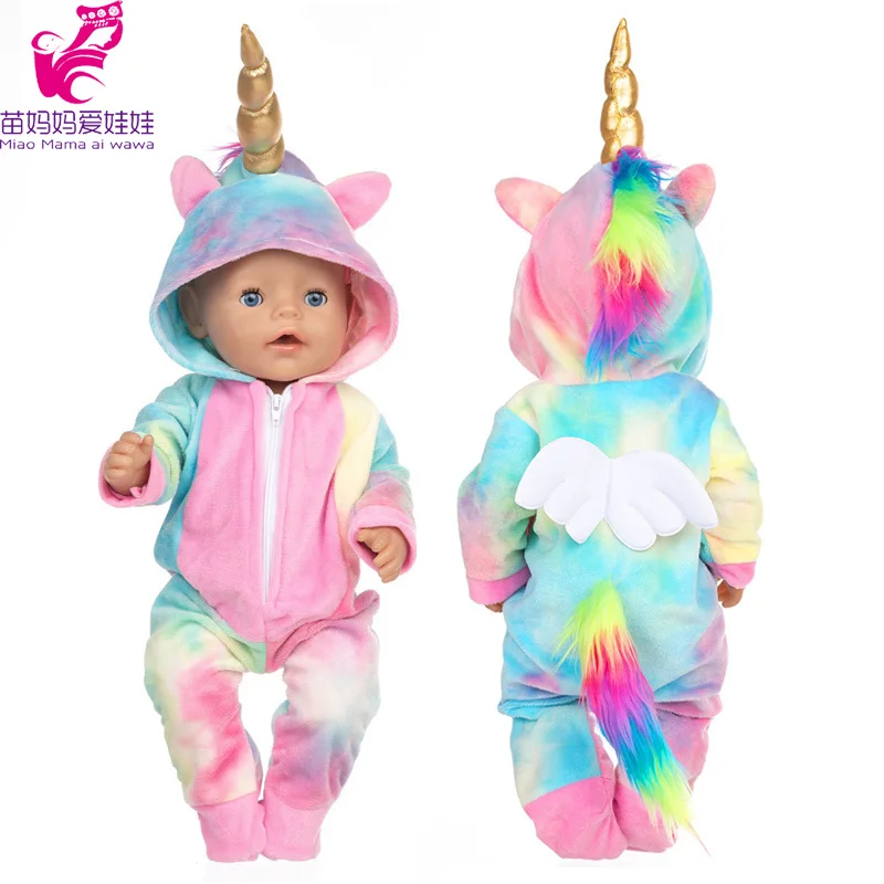 

43cm baby doll clothes rainbow horse romper set 40cm Nenuco Ropa y su Hermanita 18 inch girl doll clothes unicorn pajama set