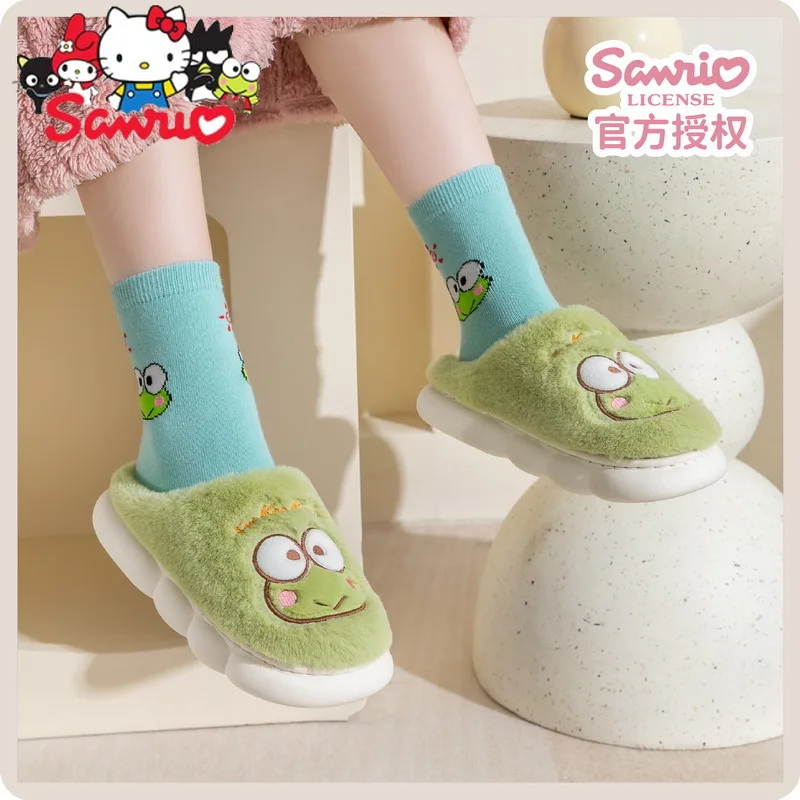 

Тапочки Sanrio Melody Kuromi Hello Kitty Cinnamoroll понравились Bigeye Frog хлопковые домашние зимние для родителей и детей для девочек