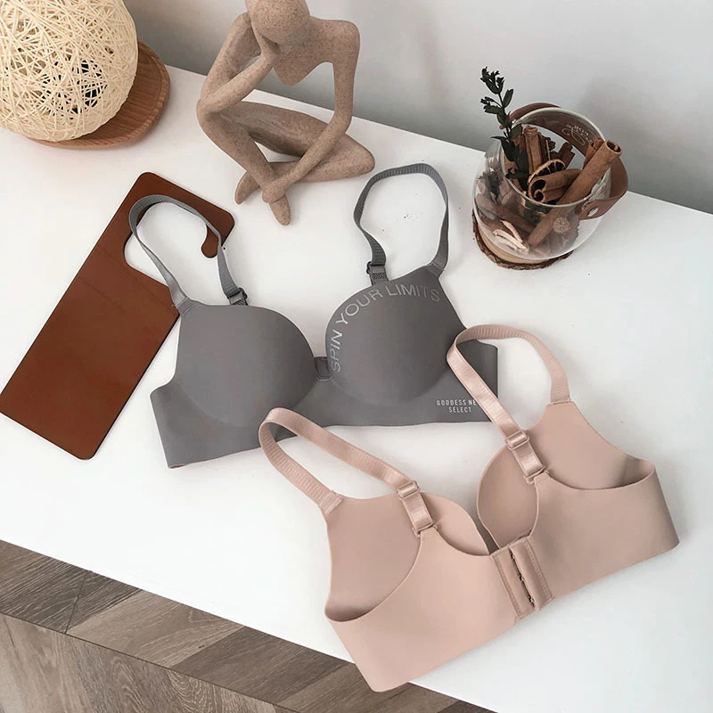 

Women Gather Wirefree Underwear Letters Bras One-Piece Seamless Comfortable Breathable Push Up Bralette Sexy Lingerie For Girls