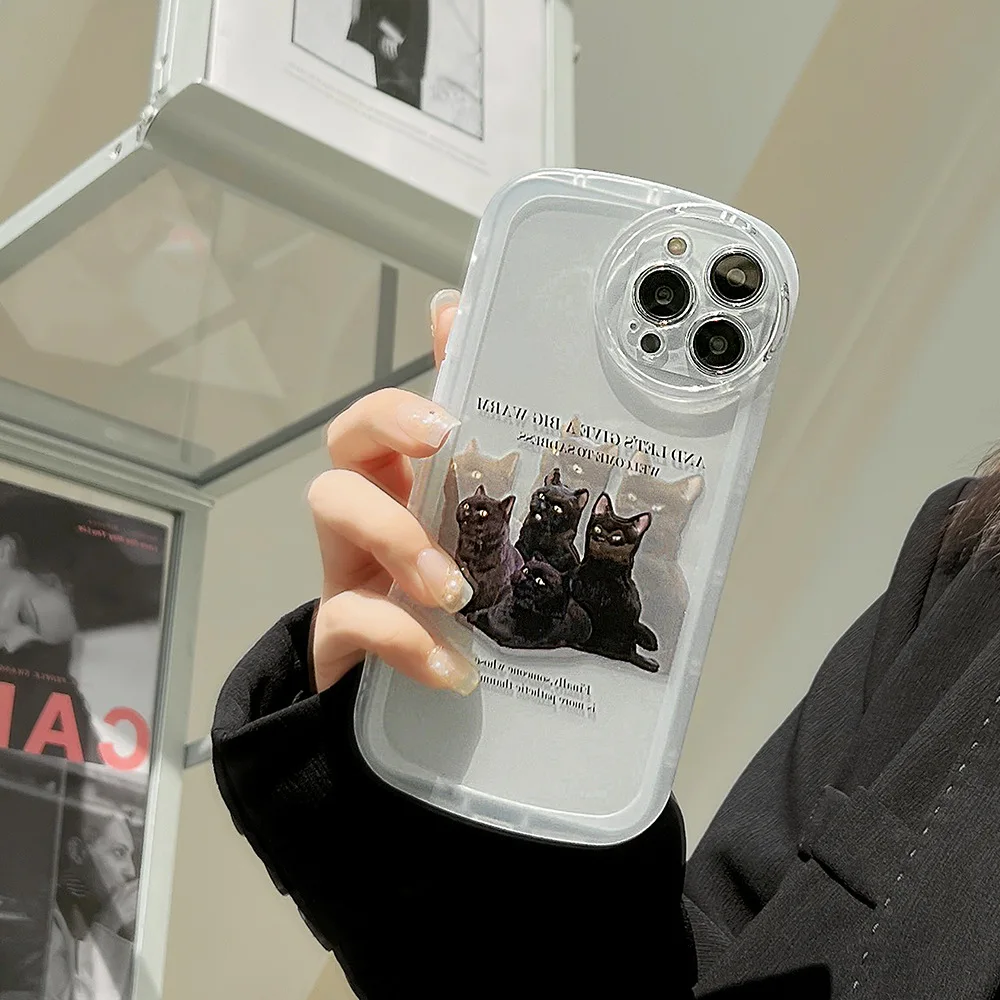 

Four Cats Ins Art Clear Protector Phone Case For Iphone 13 Pro Max X Xr Xsmax 7 8 Plus 11 12 Promax Se2020 Cute Cartoon Cover