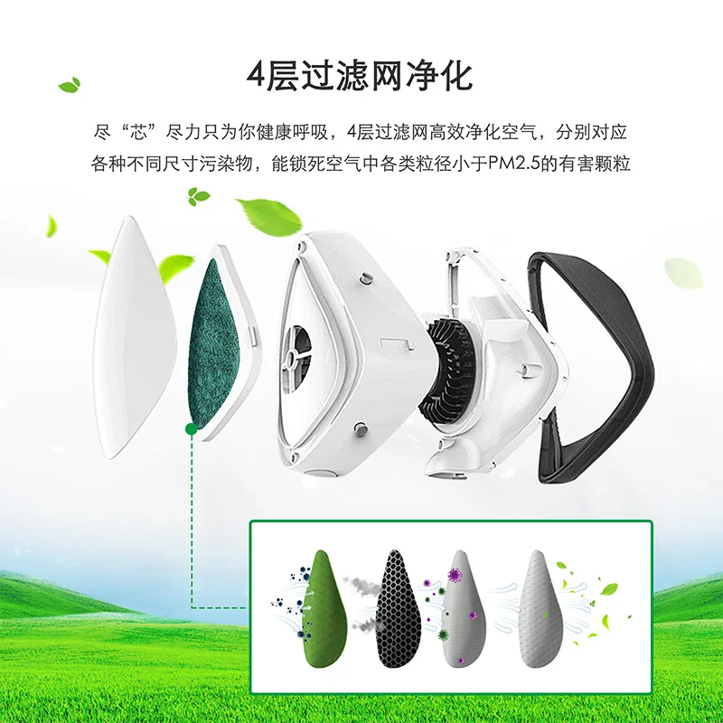 Умная маска для свежего воздуха Smart Active Air Supply электрическая KN95 фильтр уровня