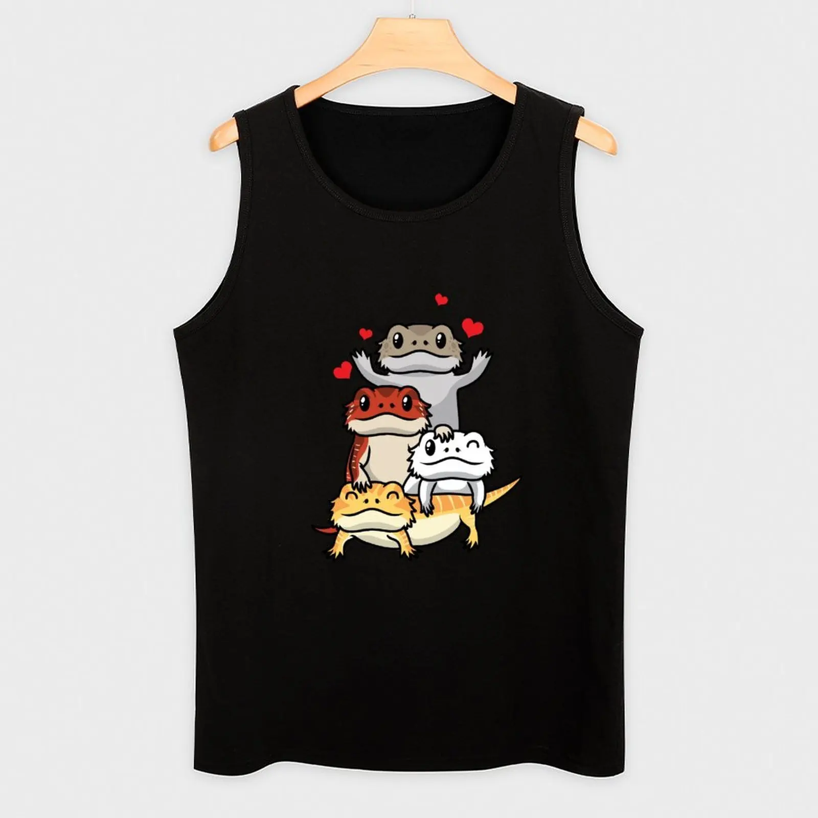 Фото Милая майка-топ с изображением бородатого дракона Pogona, эластичная, гибкая, повседневная, без рукавов №3